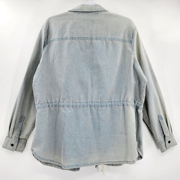 NWT Universal Thread Railroad Striped Utility Jacket Faded Light Blue & White XL - Picture 3 of 12